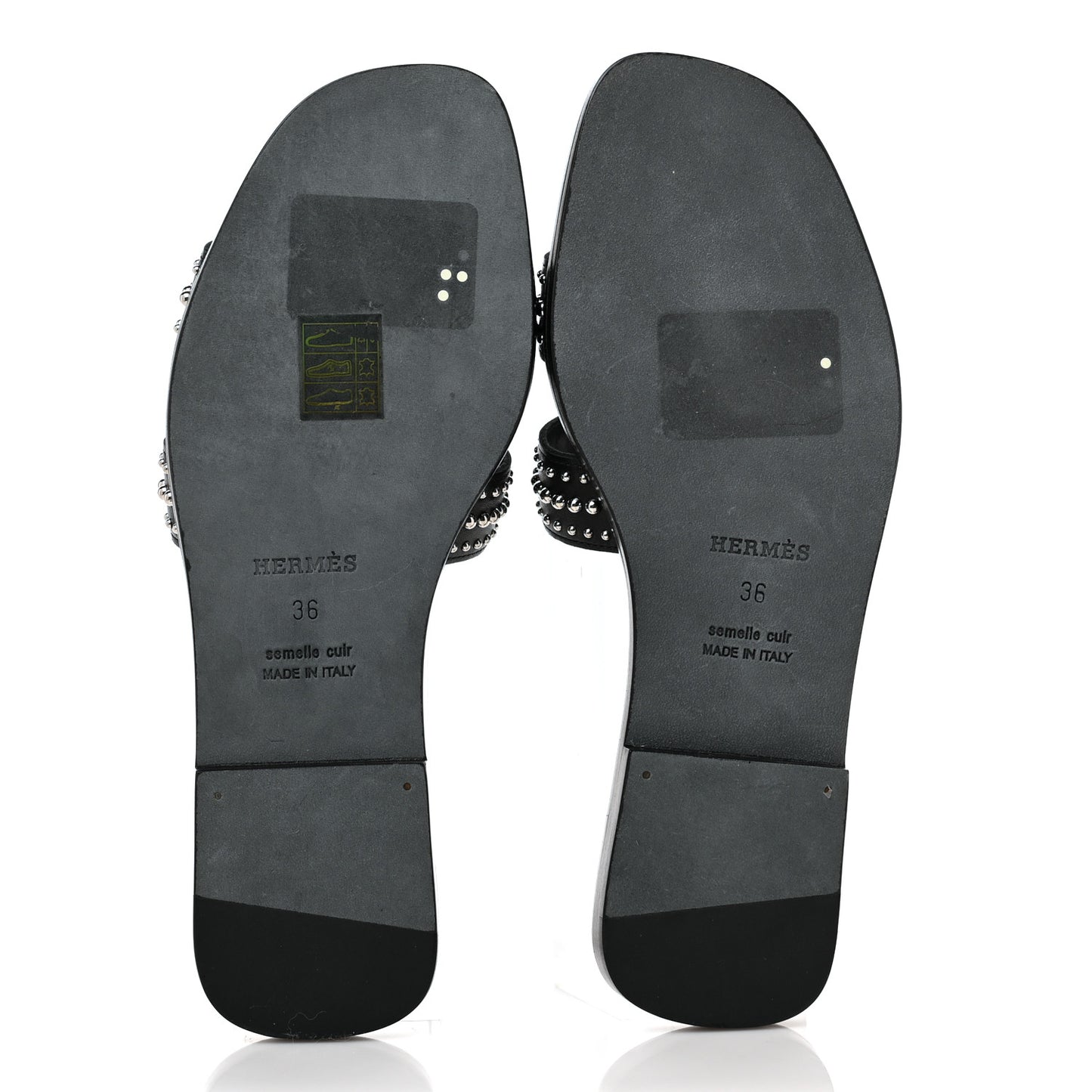 Calfskin Studded Oran Sandals 36 Black