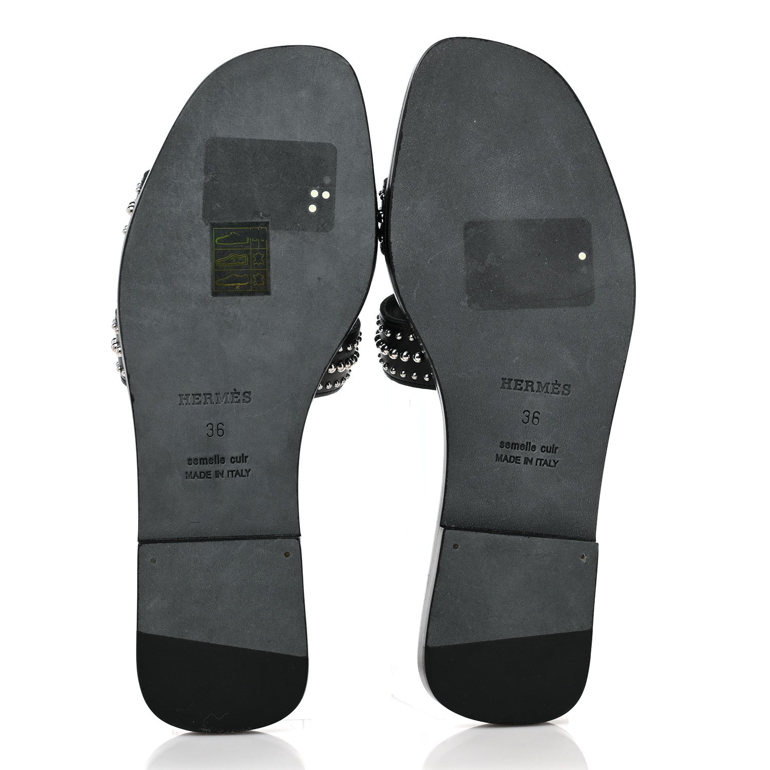 Hermes Calfskin Studded Oran Sandals 36 Black 5 of 10
