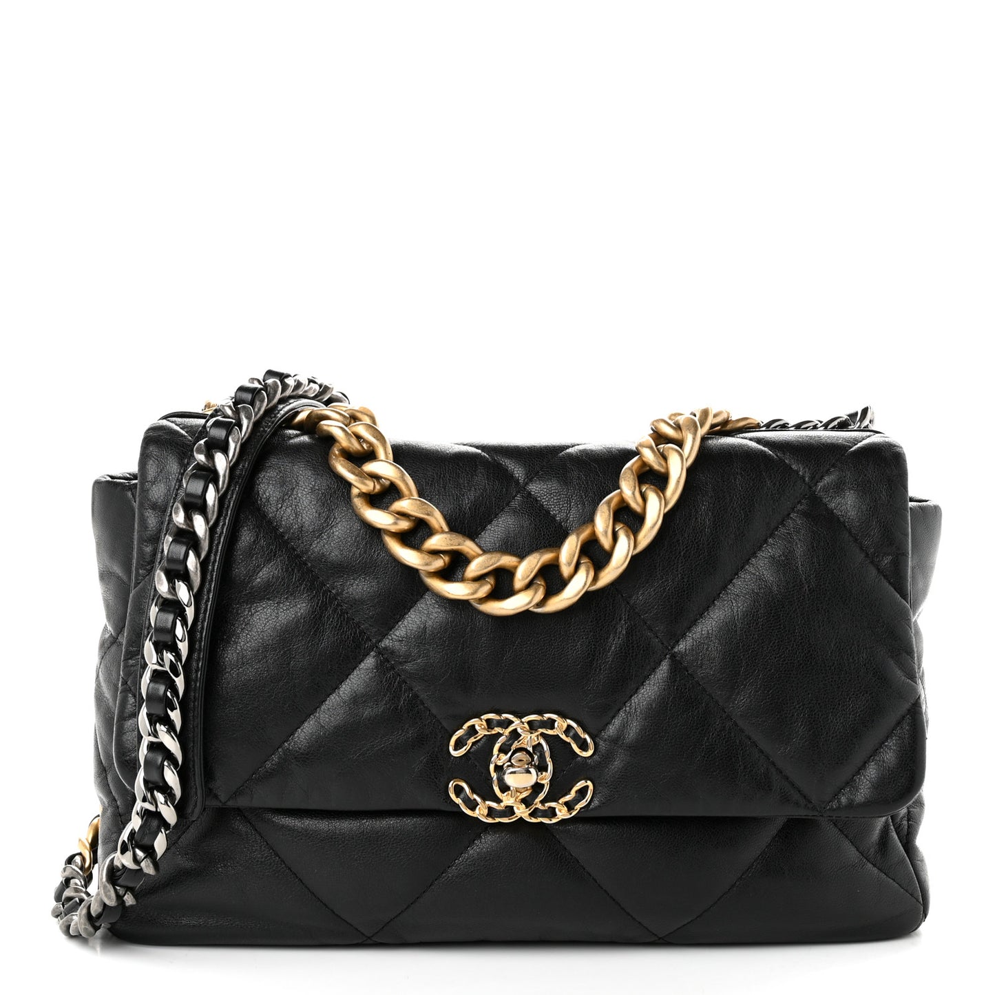 Lambskin Quilted Large Chanel 19 Flap Black