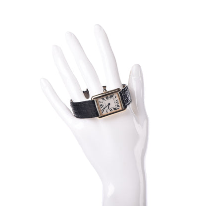 Cartier Stainless Steel 18K Yellow Gold Alligator 24mm Tank Solo Quartz Watch 2 of 10