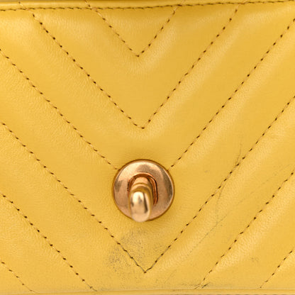 Chanel Lambskin Chevron Quilted Extra Mini Rectangular Flap Yellow 10 of 12