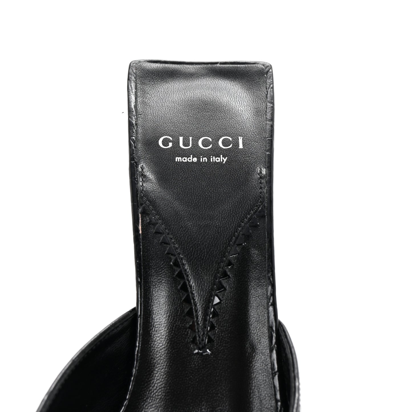 Calfskin Crocodile Embossed Mallory Mules 39 Black