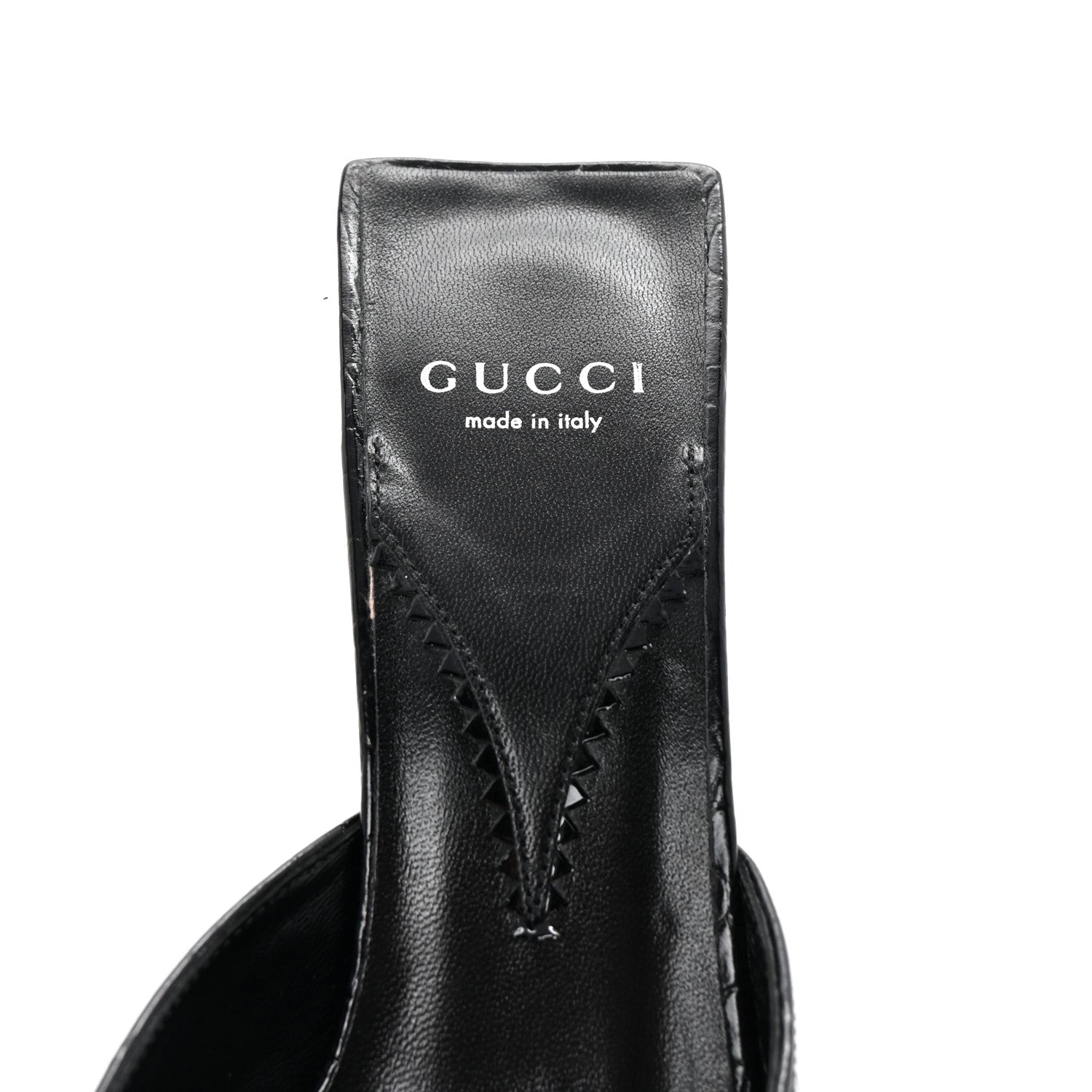 Gucci Calfskin Crocodile Embossed Mallory Mules 39 Black 8 of 10