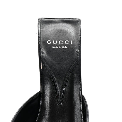 Gucci Calfskin Crocodile Embossed Mallory Mules 39 Black 8 of 10