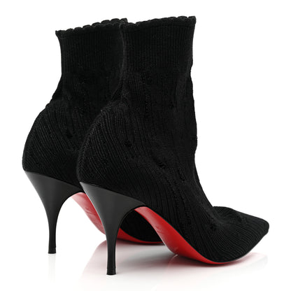Christian Louboutin Tricot Lurex Sandrine 80 Sock Ankle Boots 38 Black 4 of 12