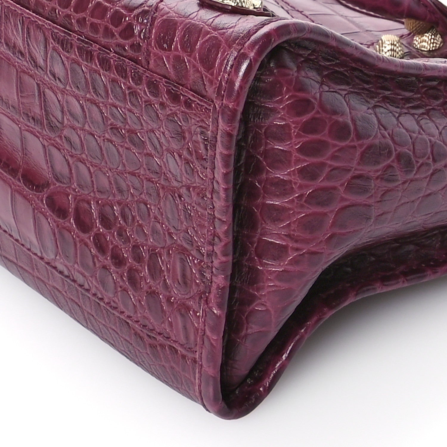 Balenciaga Calfskin Crocodile Embossed Gold Hardware City Violet Prune 11 of 14