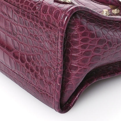 Balenciaga Calfskin Crocodile Embossed Gold Hardware City Violet Prune 11 of 14