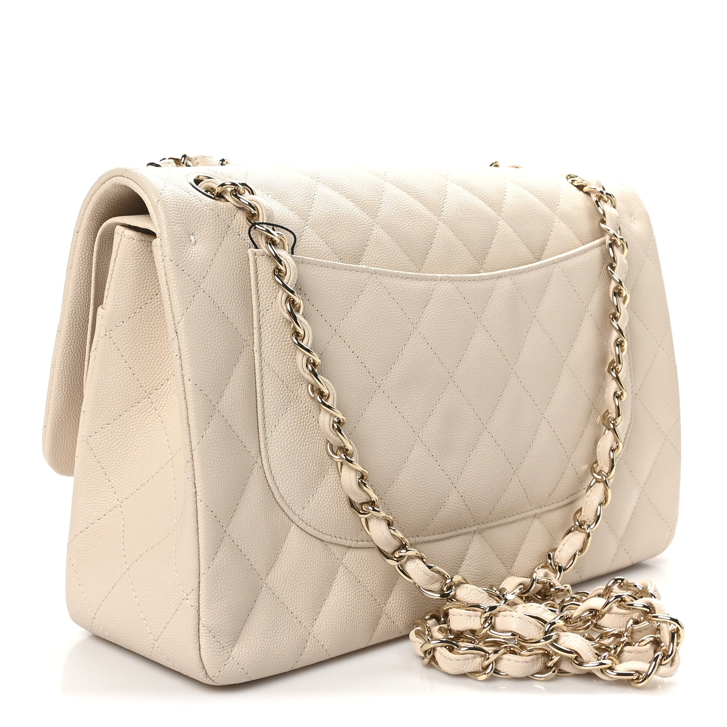 Chanel Caviar Quilted Jumbo Double Flap Light Beige 3 of 10
