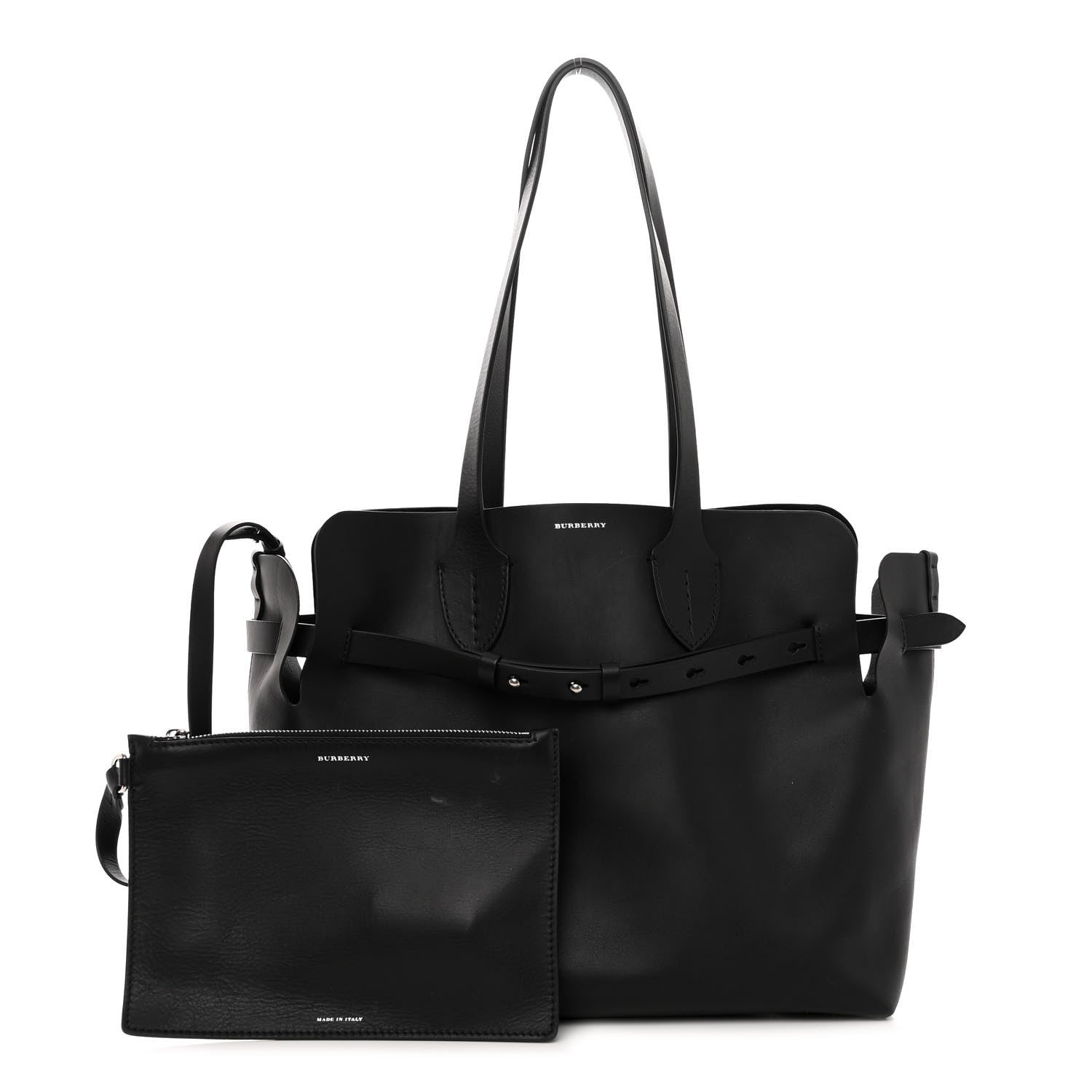 Burberry Calfskin Medium Belt Tote Black 1 of 11