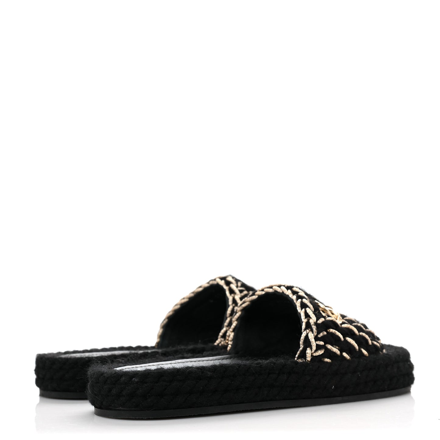 Braided Knit CC Mules 36 Black Gold