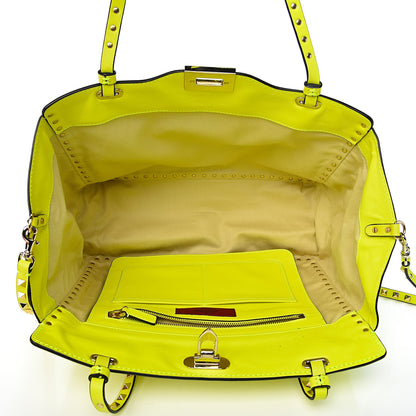 Valentino Garavani Vitello Medium Rockstud Tote Yellow Fluo 5 of 16