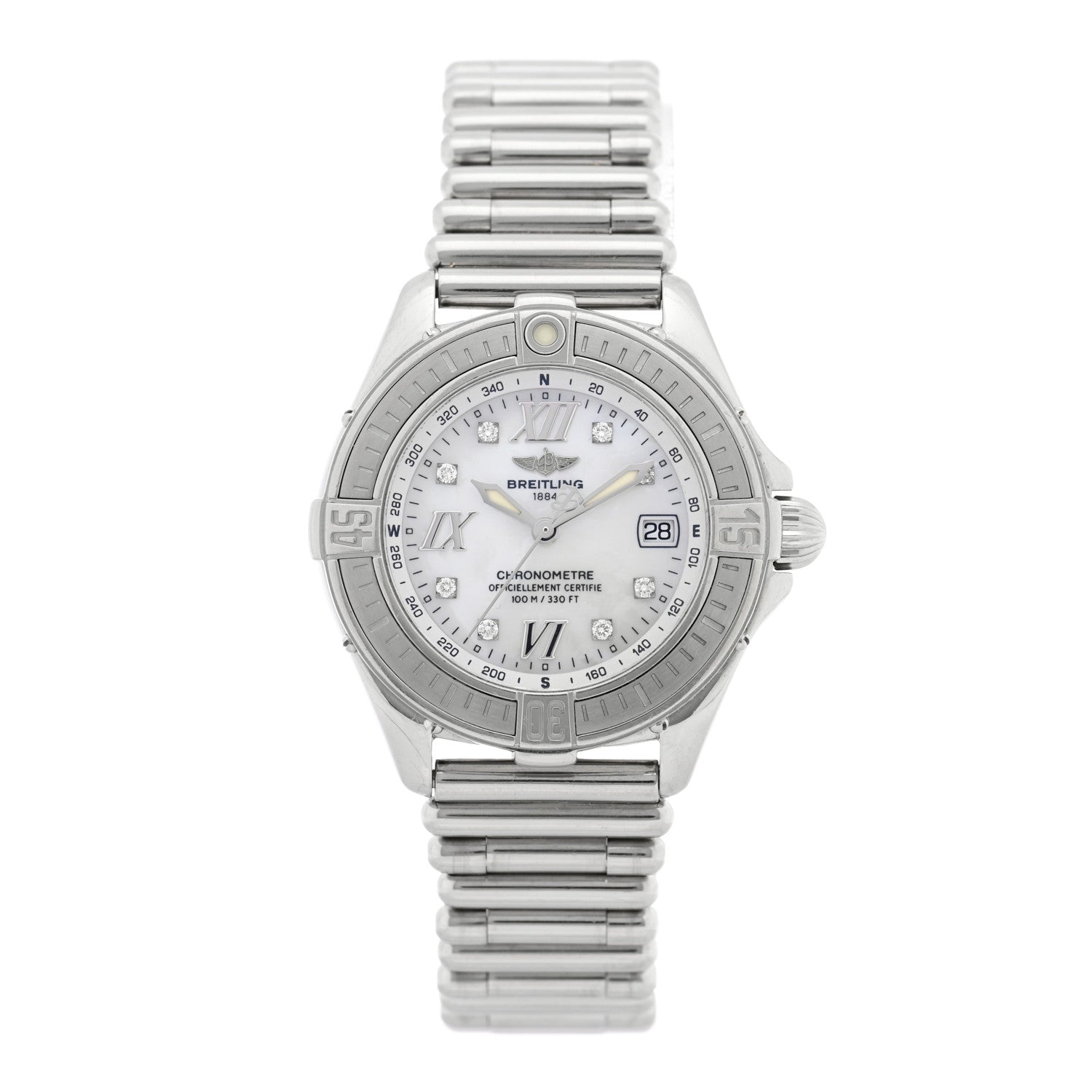 Breitling Stainless Steel Diamond Mother of Pearl 32mm Lady Cockpit Quartz Watch A71365 1 of 4