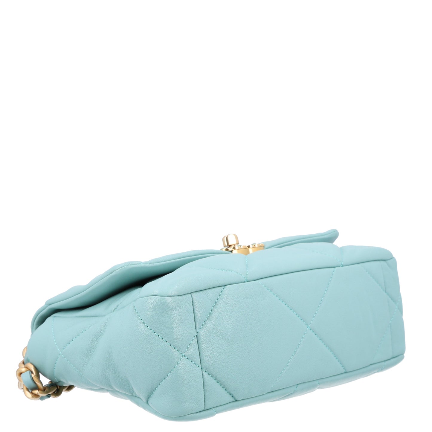 Goatskin Quilted Medium Chanel 19 Flap Light Blue