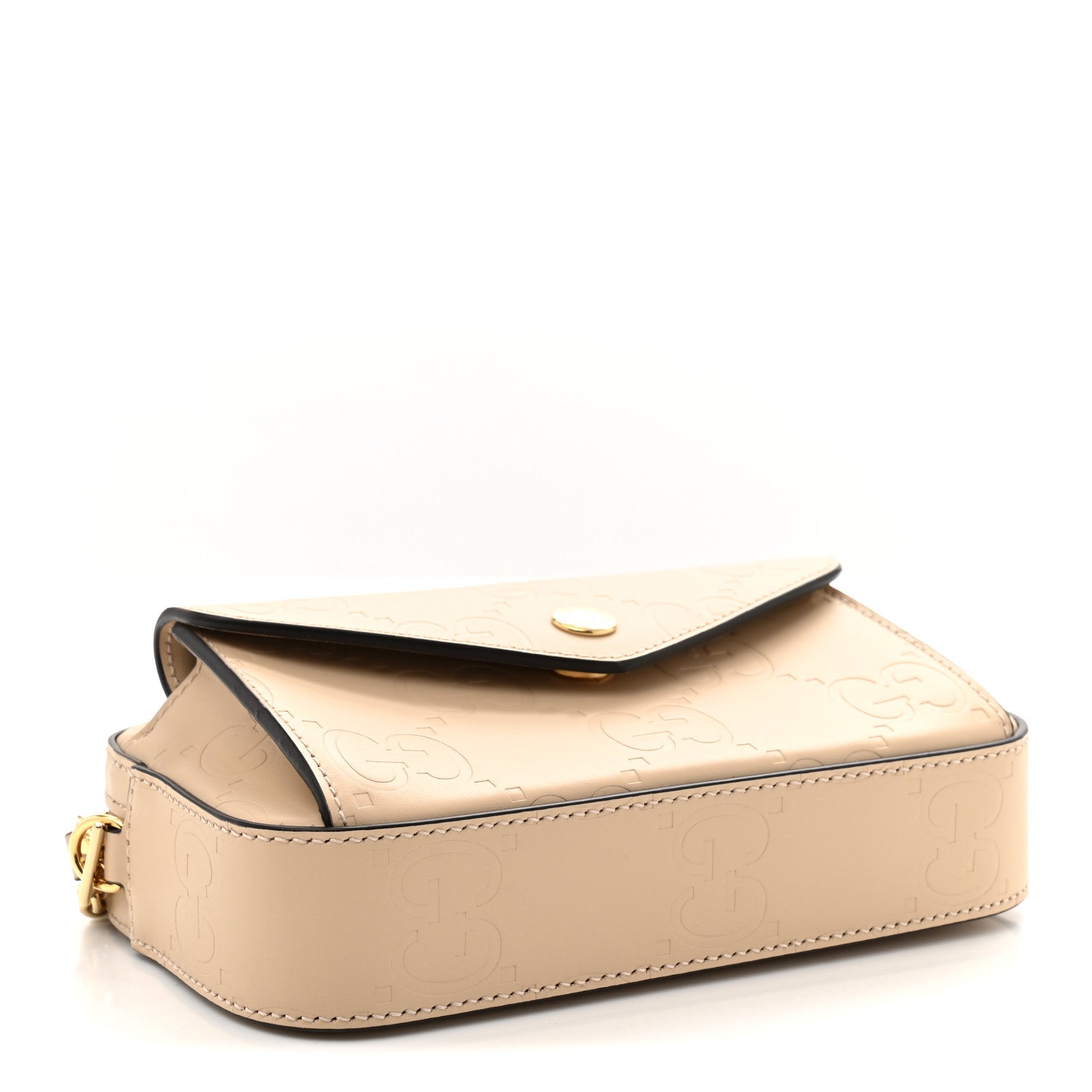 Gucci Calfskin GG Super Mini Debossed Chain Wallet Souffle Rose 4 of 11