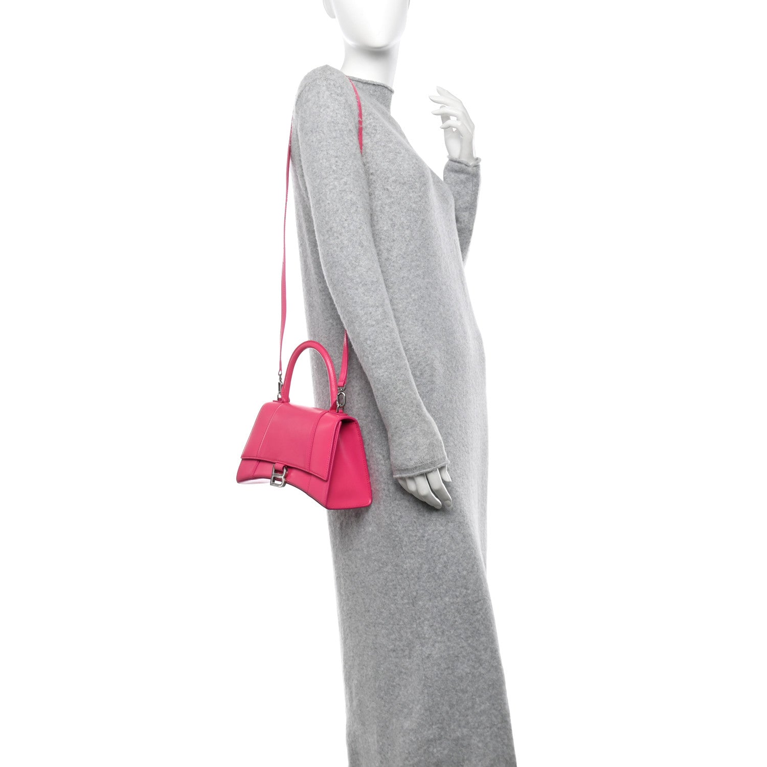 Balenciaga Shiny Box Calfskin Small Hourglass Top Handle Bag Acid Fuchsia 2 of 11