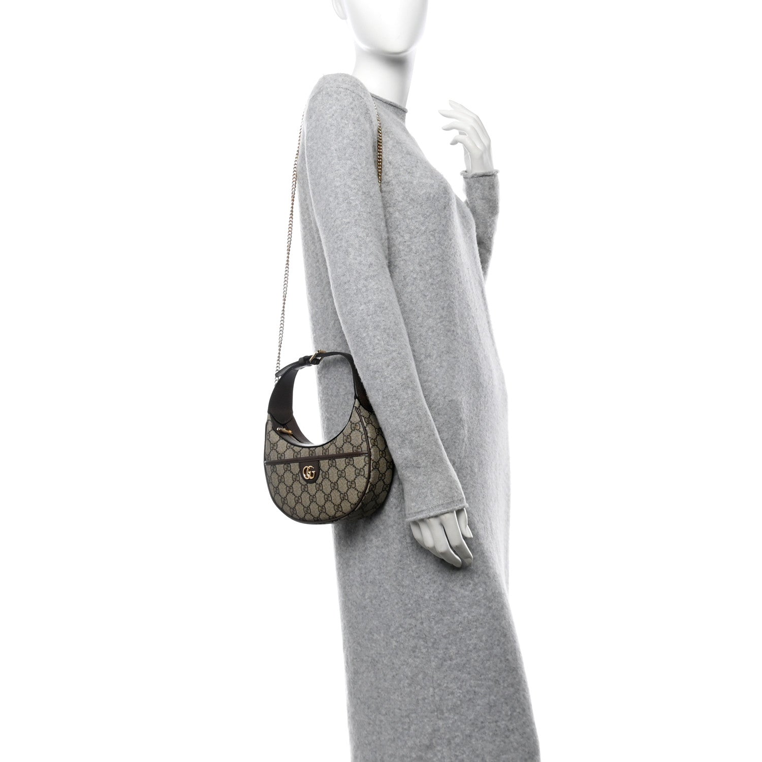 Gucci GG Supreme Monogram Textured Calfskin Small Ophidia Shoulder Bag Beige Ebony New Acero 2 of 9