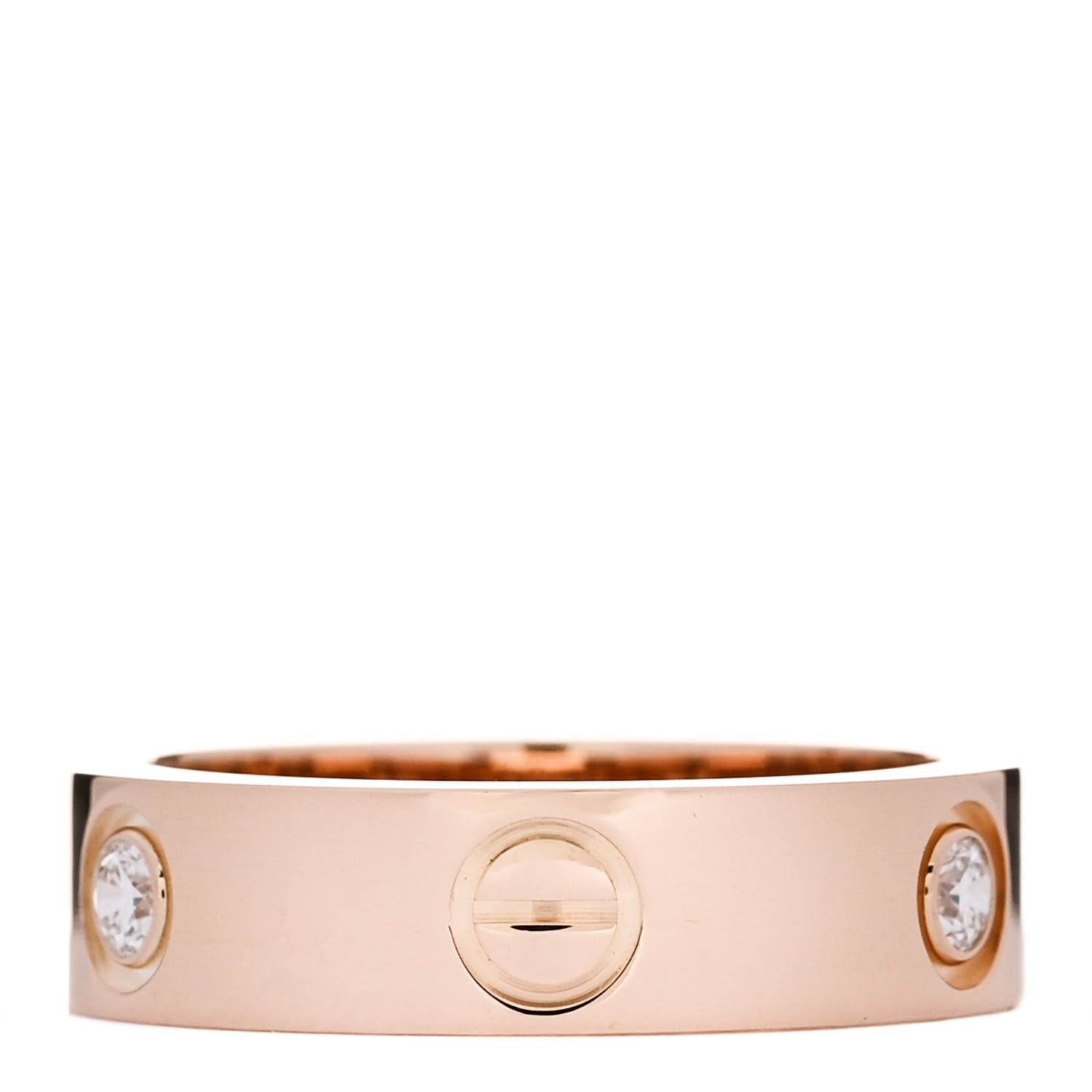 Cartier 18K Pink Gold 3 Diamond 5.5mm LOVE Ring 56 7.5 3 of 4
