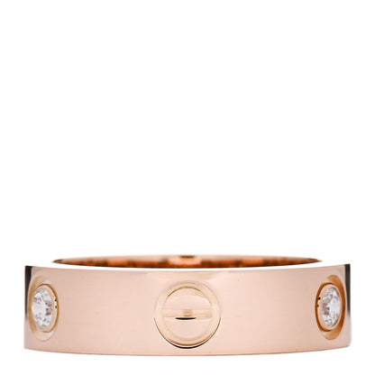 Cartier 18K Pink Gold 3 Diamond 5.5mm LOVE Ring 56 7.5 3 of 4