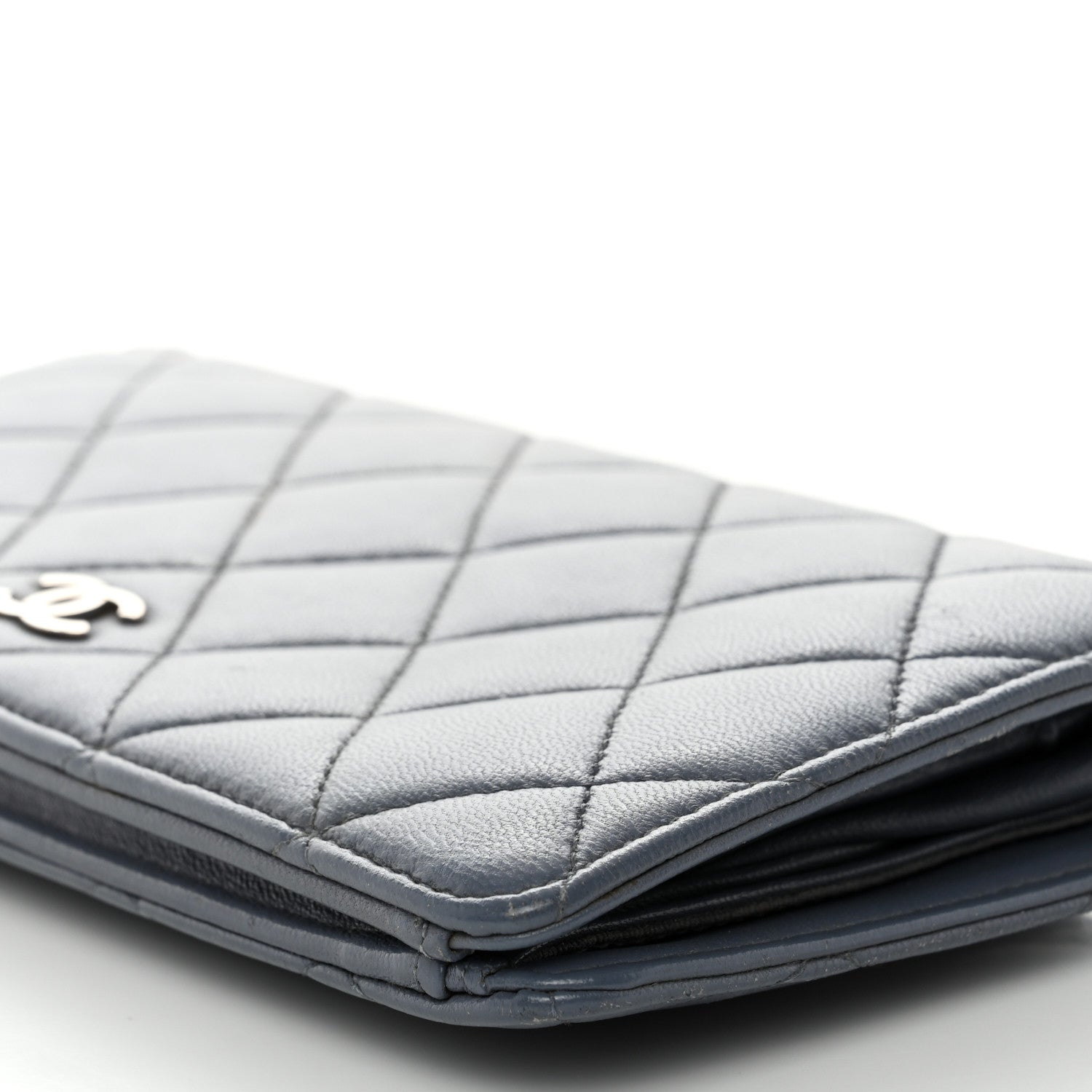 Chanel Lambskin Quilted Yen Wallet Blue 13 of 15