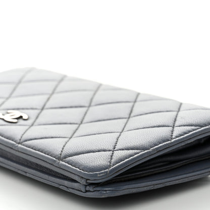 Chanel Lambskin Quilted Yen Wallet Blue 13 of 15