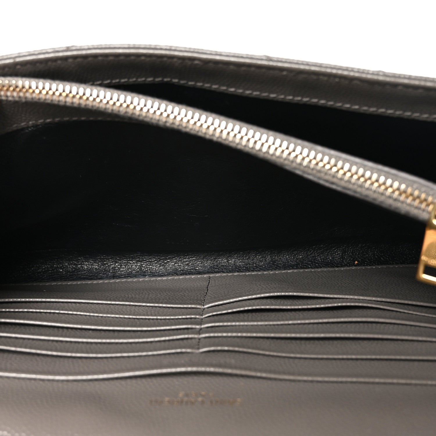 Saint Laurent Grain De Poudre Matelasse Chevron Monogram Chain Wallet Fog 5 of 11