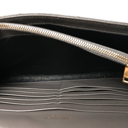 Saint Laurent Grain De Poudre Matelasse Chevron Monogram Chain Wallet Fog 5 of 11