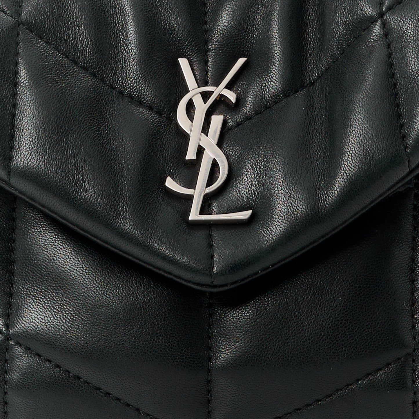 Lambskin Quilted Toy Loulou Puffer Monogram Chain Satchel Black