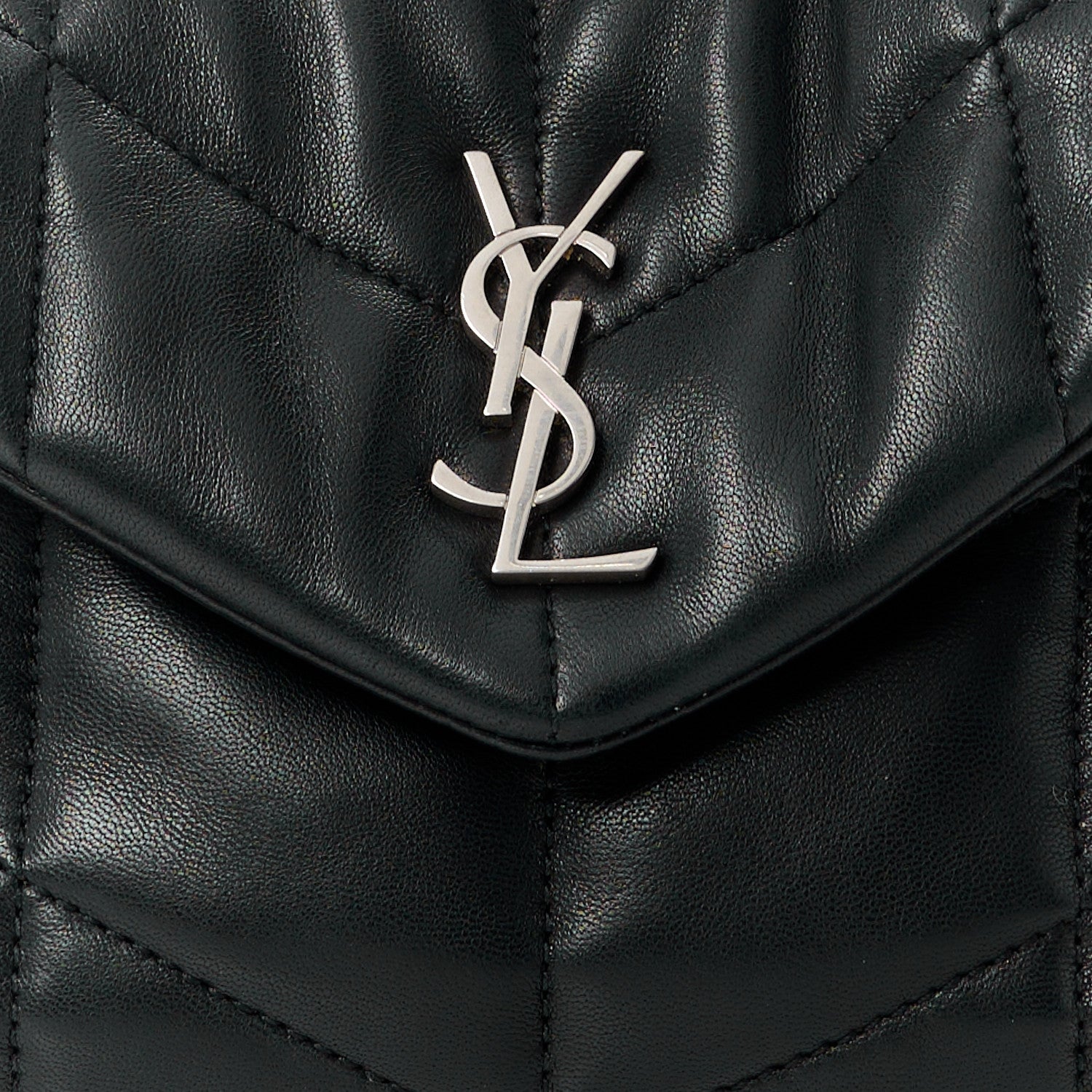 Saint Laurent Lambskin Quilted Toy Loulou Puffer Monogram Chain Satchel Black 9 of 11