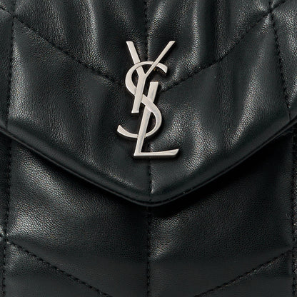 Saint Laurent Lambskin Quilted Toy Loulou Puffer Monogram Chain Satchel Black 9 of 11