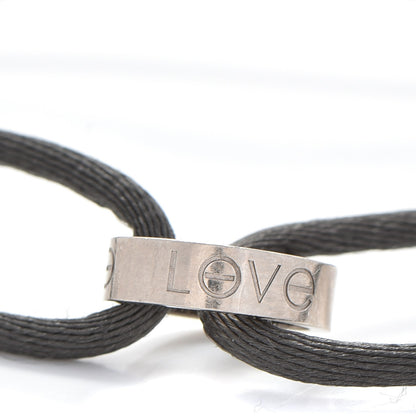Cartier 18K White Gold Charity LOVE Adjustable Cord Bracelet Black 4 of 8