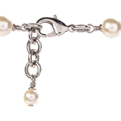 Chanel Crystal Pearl CC Long Necklace Silver 4 of 5