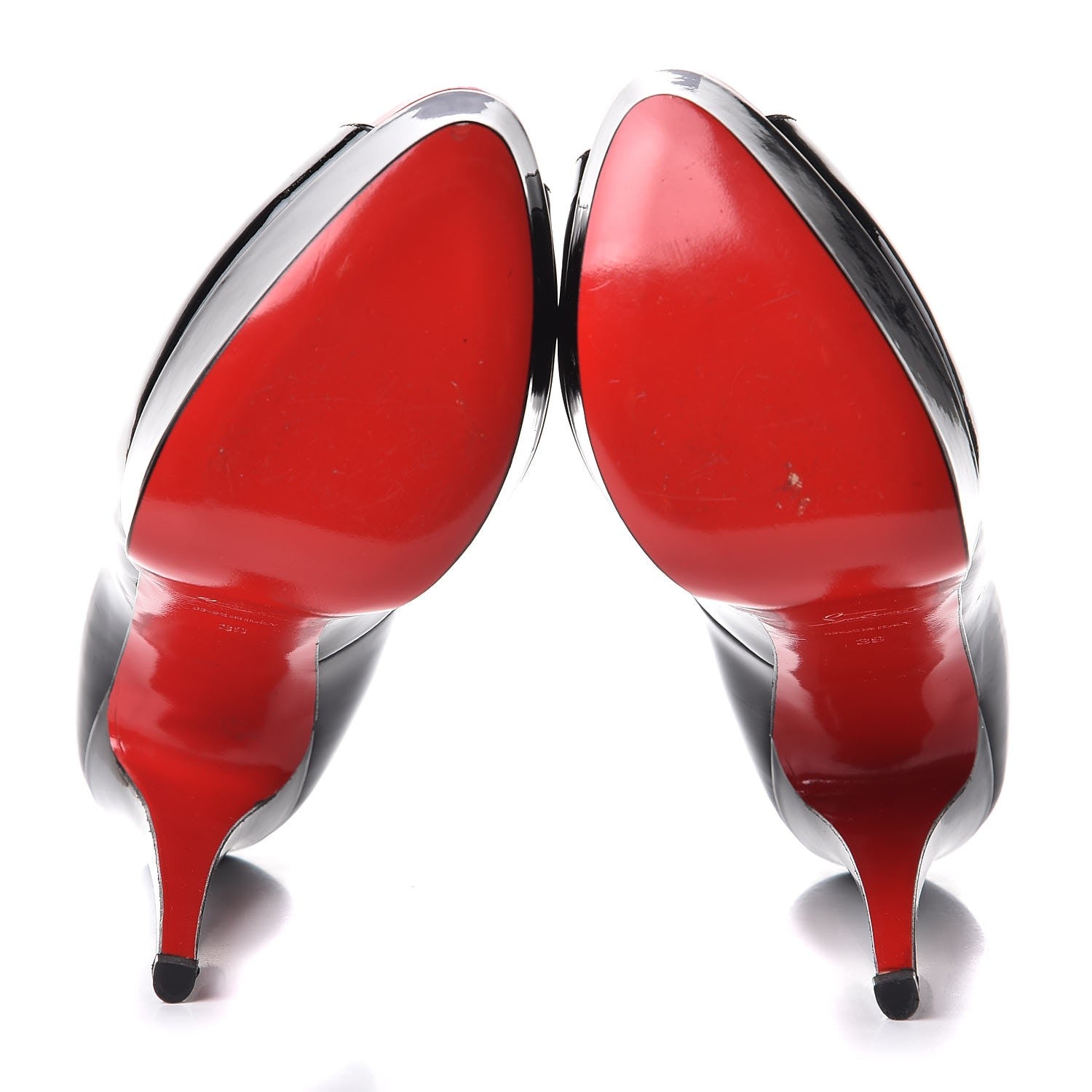 Christian Louboutin Patent Lady Peep 150 Pumps 39 Black Red 5 of 11