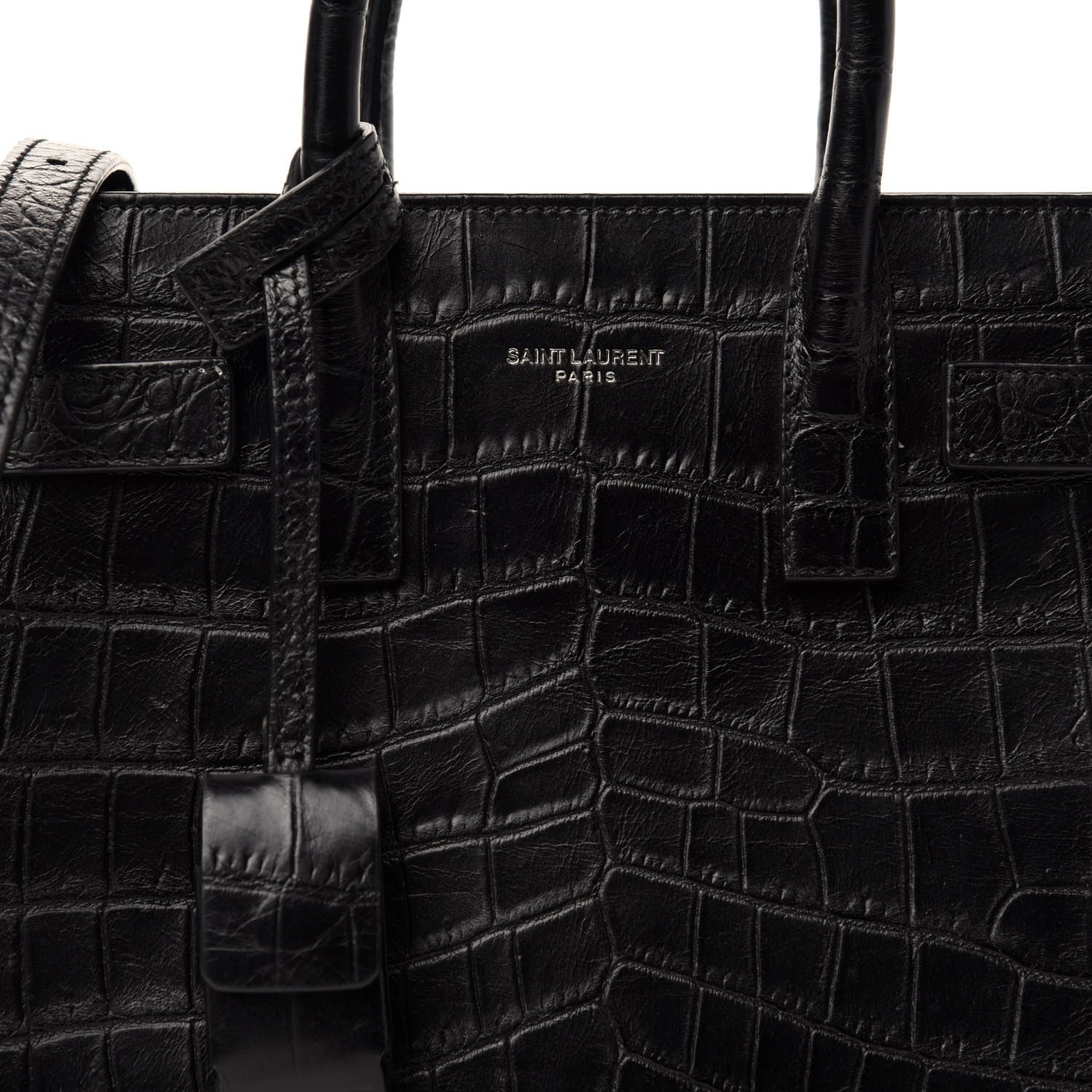Saint Laurent Calfskin Crocodile Embossed Nano Sac De Jour Black 11 of 11