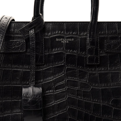 Saint Laurent Calfskin Crocodile Embossed Nano Sac De Jour Black 11 of 11