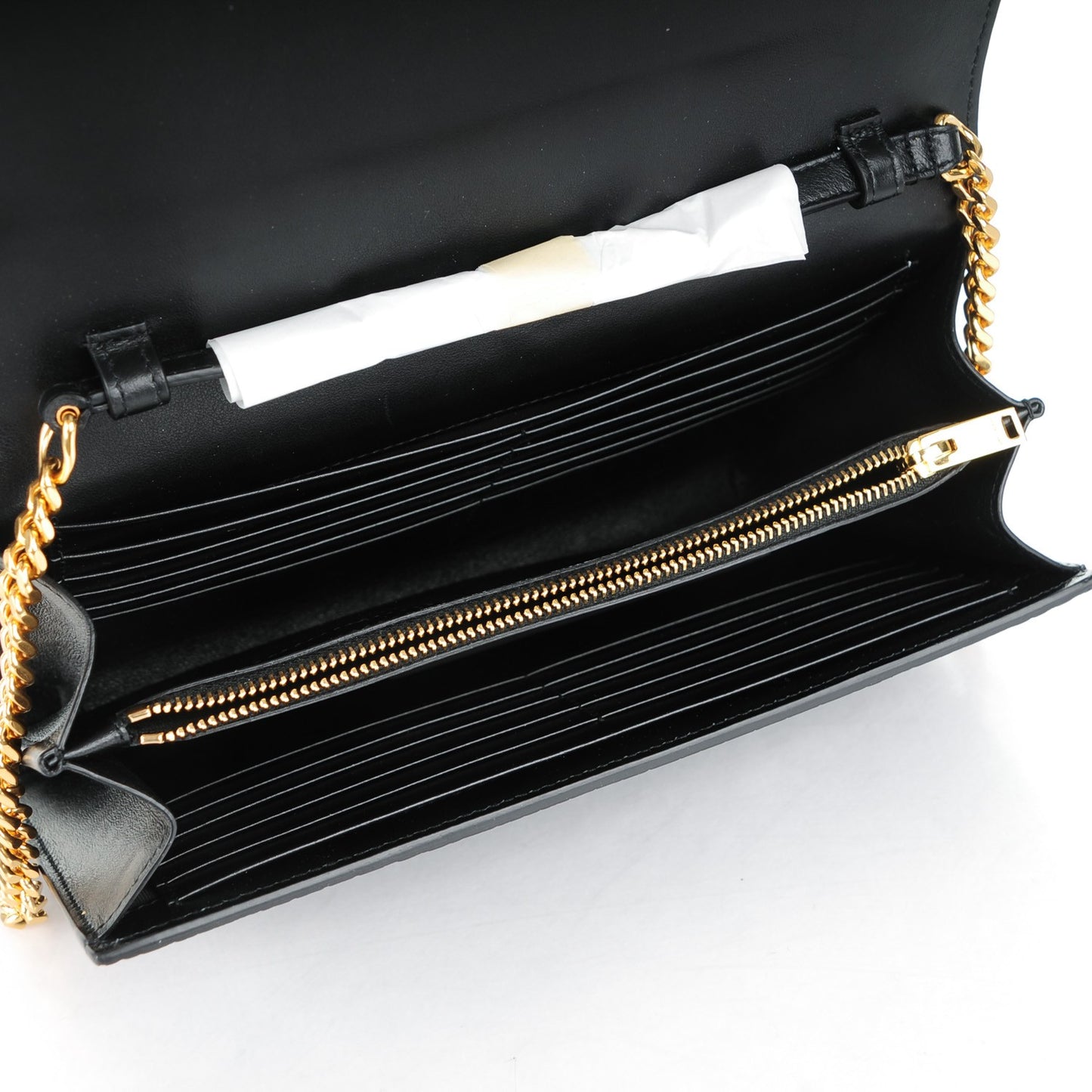 Calfskin Crocodile Embossed Monogram Chain Wallet Nero Black
