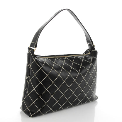 Chanel Calfskin Diamond Stitch Surpique Shoulder Bag Black 3 of 7