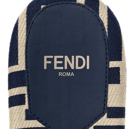 Fendi Pequin Tessuto Jacquard Logo Flat Slide Sandals 37 Beige Midnight 9 of 10