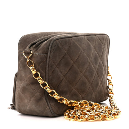 Chanel Suede Quilted CC Tassel Camera Case Grey 3 of 12