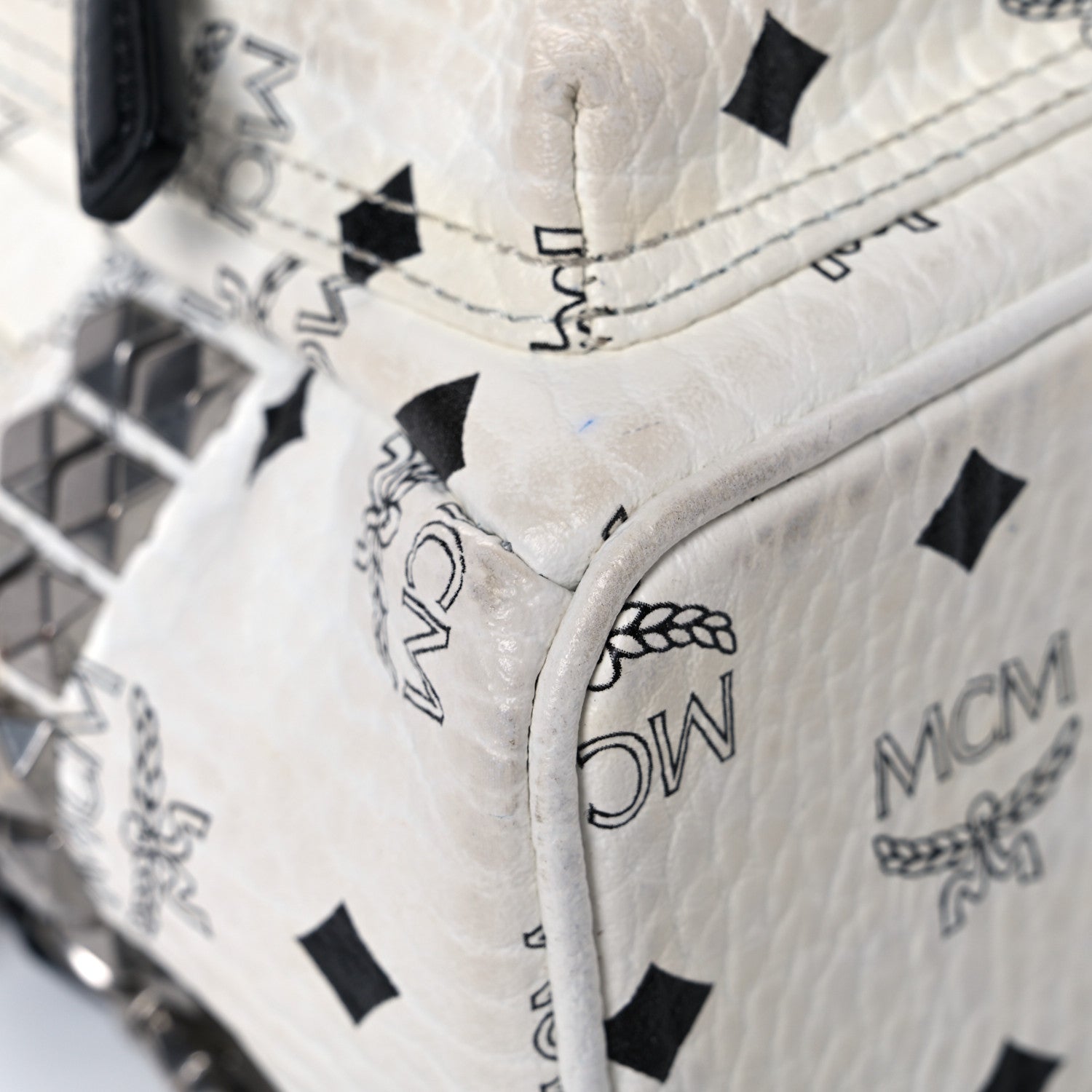 MCM Visetos Side Stud X-Mini Stark Bebe Boo Backpack White 8 of 23