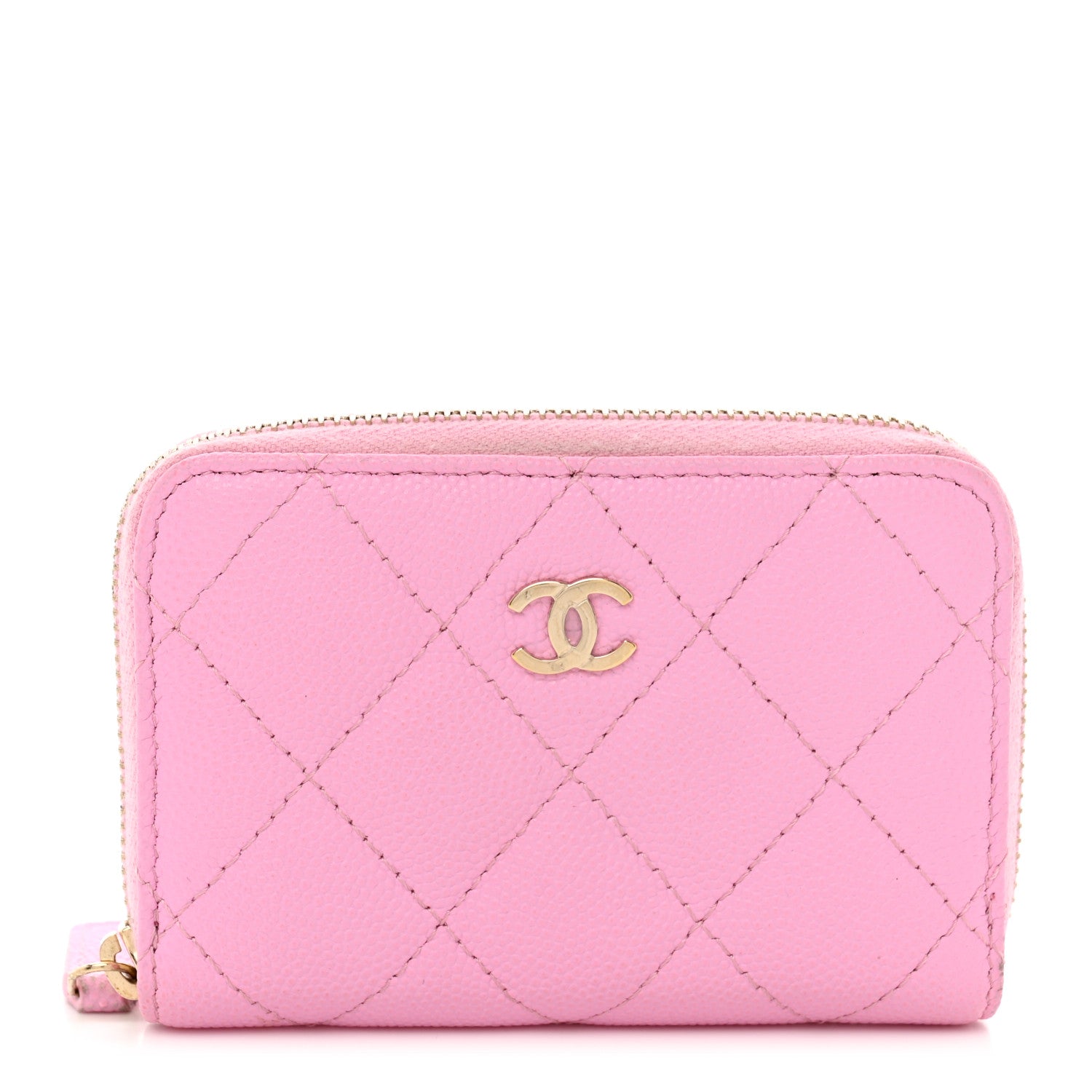 Chanel Caviar Quilted Zip Coin Purse Pink 1 of 10