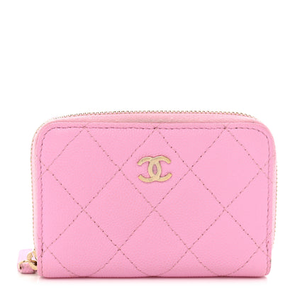 Chanel Caviar Quilted Zip Coin Purse Pink 1 of 10