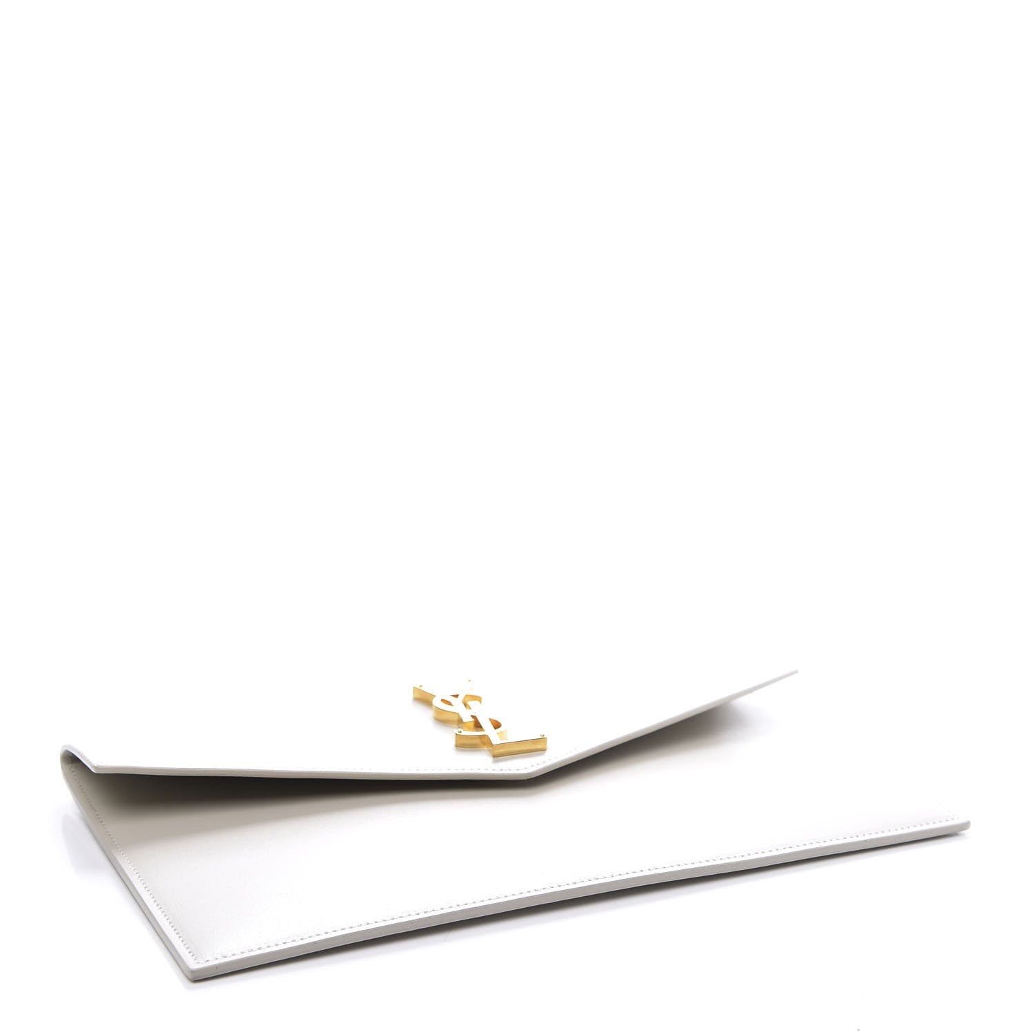 Saint Laurent Smooth Shiny Calfskin Monogram Uptown Pouch White 3 of 10