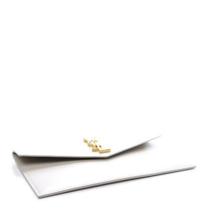 Saint Laurent Smooth Shiny Calfskin Monogram Uptown Pouch White 3 of 10