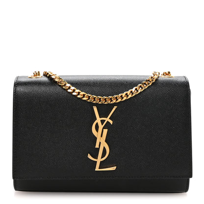 Saint Laurent Grain De Poudre Small Monogram Kate Satchel Black 1 of 11