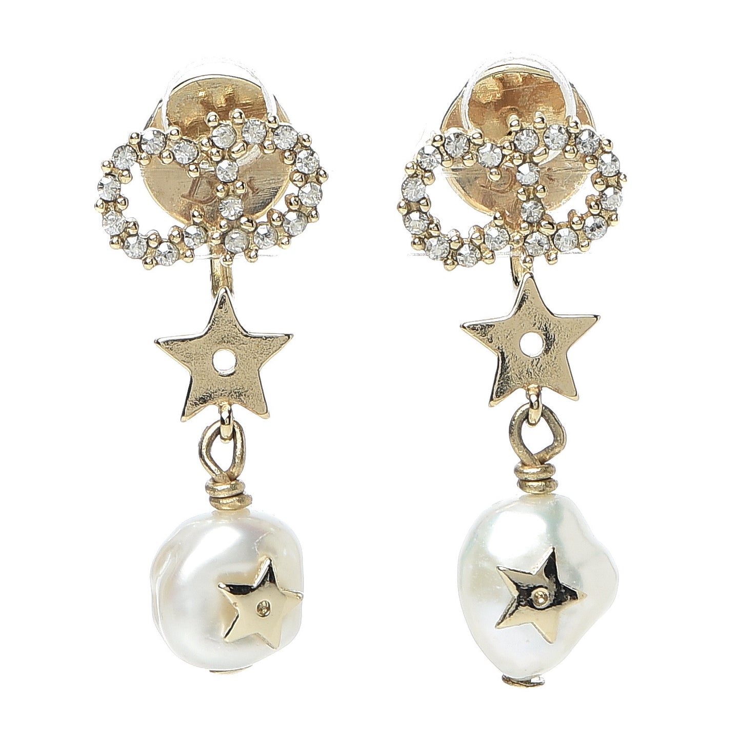 Crystal Pearl Shiny-D Earrings Gold