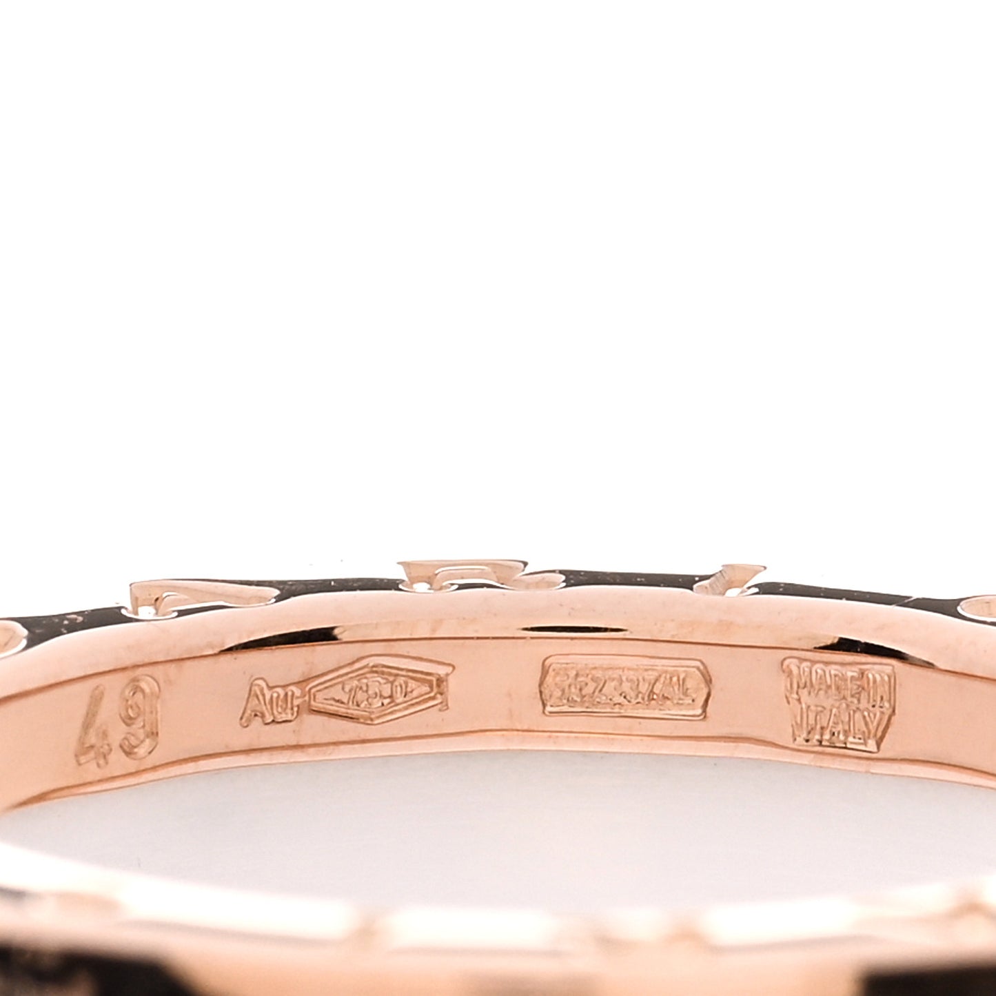 18K Rose Gold White Ceramic B.Zero1 Two-Band Ring 49 4.75