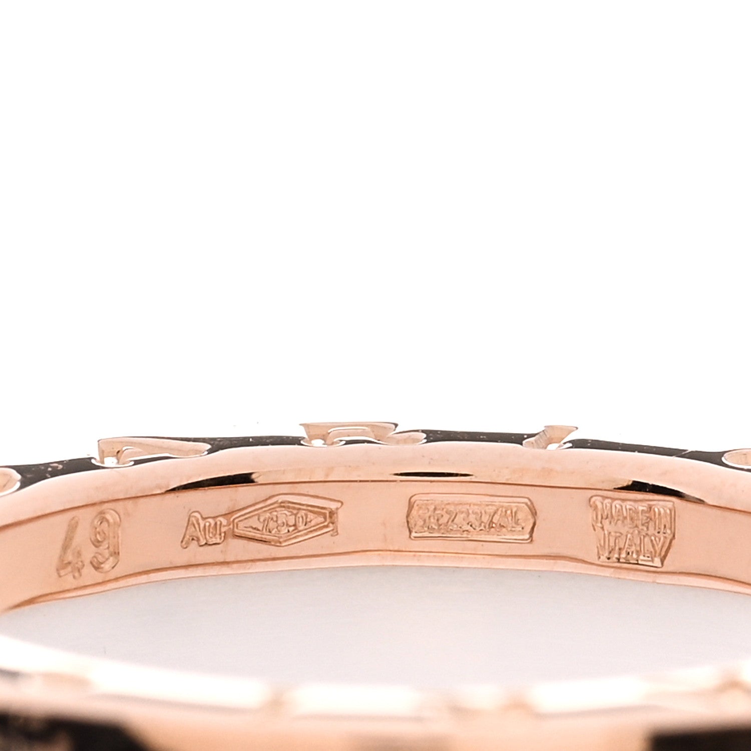 Bulgari 18K Rose Gold White Ceramic B.Zero1 Two-Band Ring 49 4.75 5 of 6