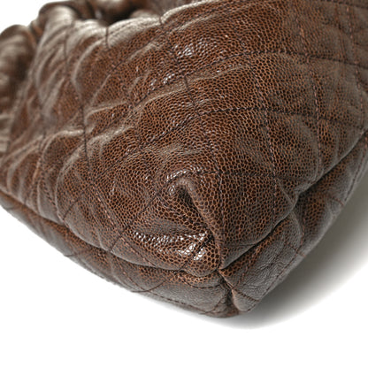 Chanel Distressed Glazed Caviar Quilted Medium Elastic Tote Brown 10 of 14