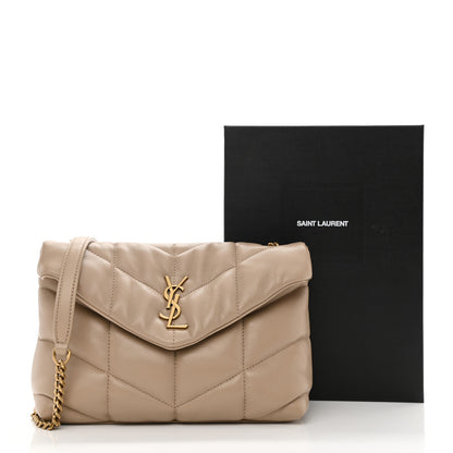Saint Laurent Lambskin Quilted Toy Loulou Puffer Monogram Chain Satchel Nude Powder 10 of 10