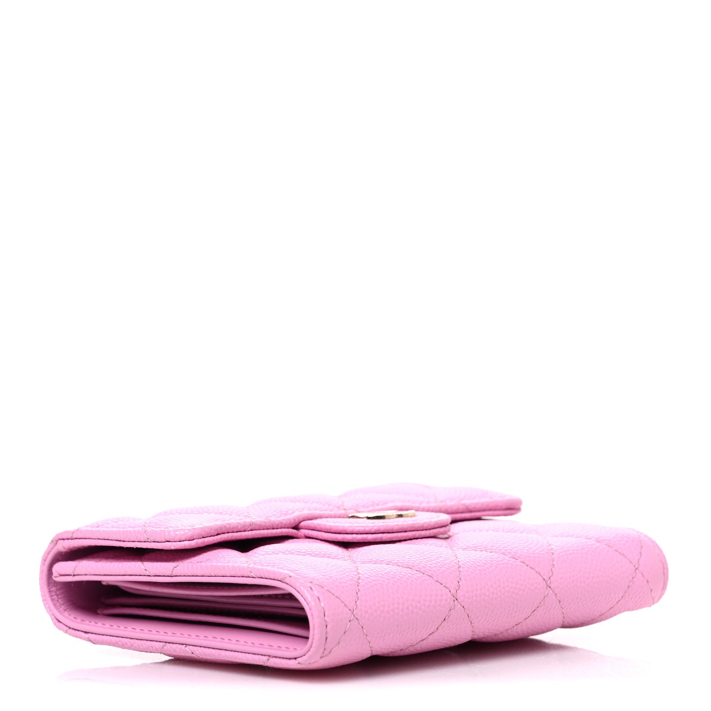Caviar Quilted Compact Flap Wallet Light Pink Light Pink